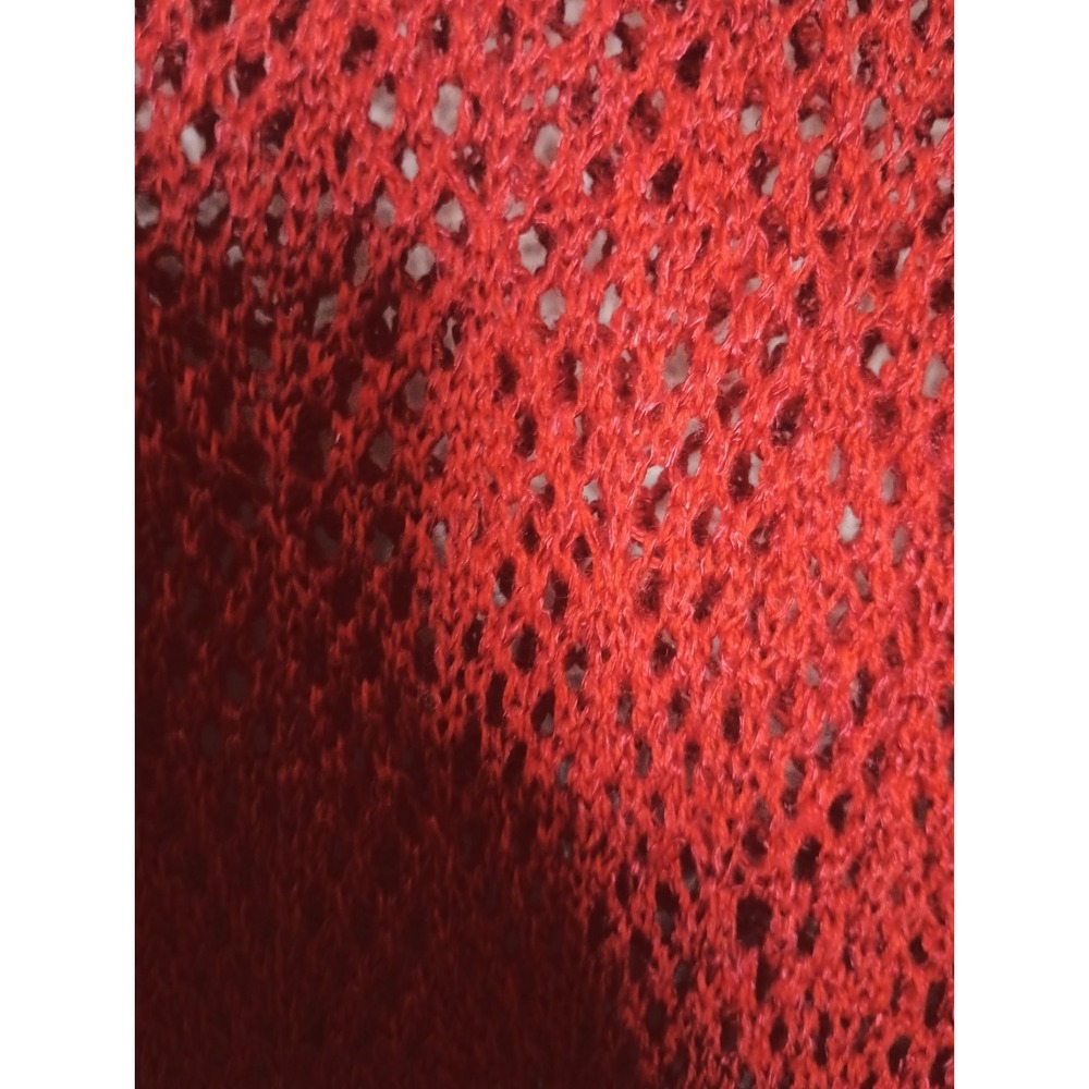 Liz Sport Vintage Cover Up Tunic Linen Blend Boho Crochet Knit Size Medium Red - Picture 10 of 16